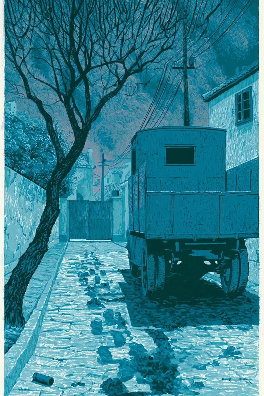 The alley behind 76 Jessfield Road, Friday afternoon November 12 1937 — a Renault coal truck cab seen from the rear, iro