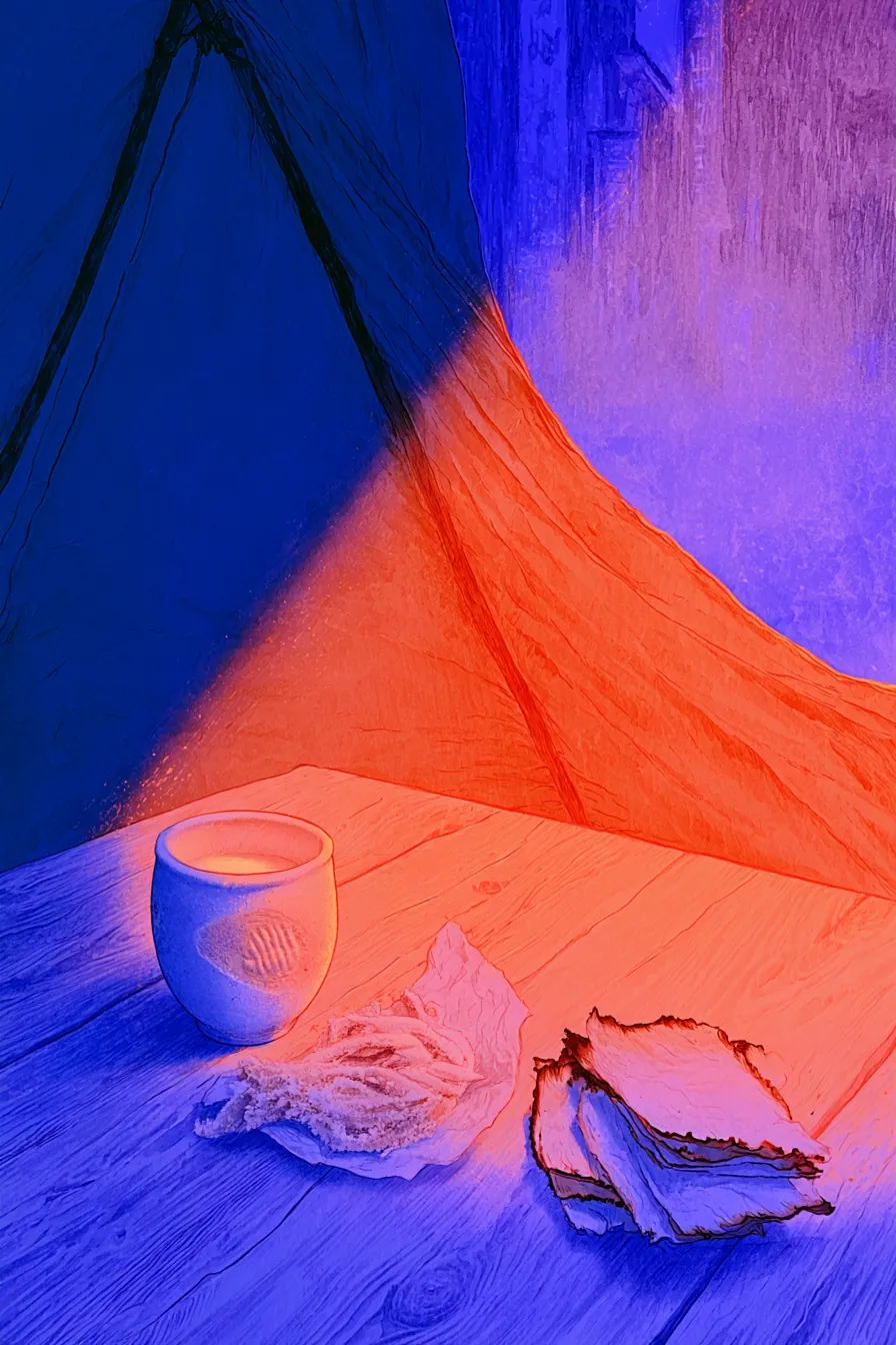 2026 Seoul, Hongdae Dokkaebi-jip pojangmacha at midnight: a low orange-tent pole casting a warm sodium cone over a woode